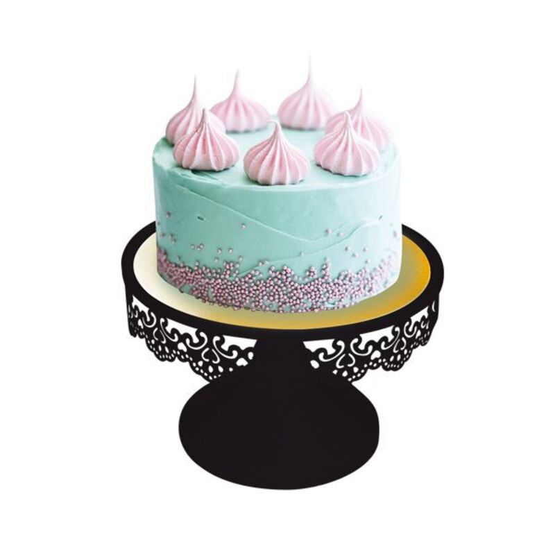 Présentoir gâteau noir broderie 18 cm