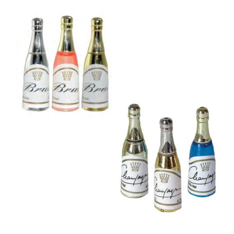 Mini Bouteilles de Champagne Chromée avec dragées x6