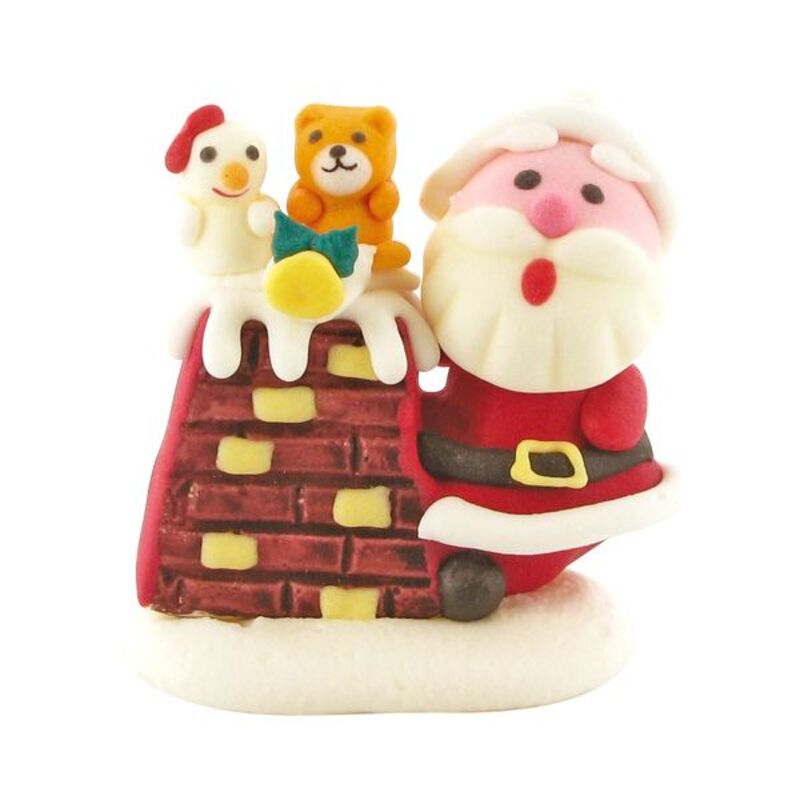 Décor buche Père Noël a cote de la cheminee - décor sucre