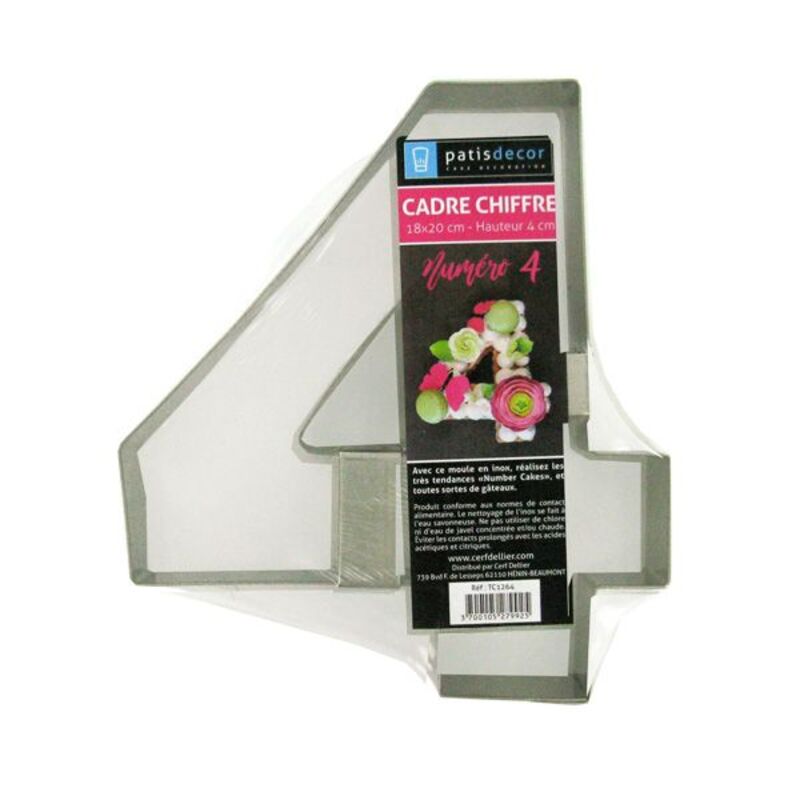 Moule number cake chiffre 4 inox - cadre a patisserie