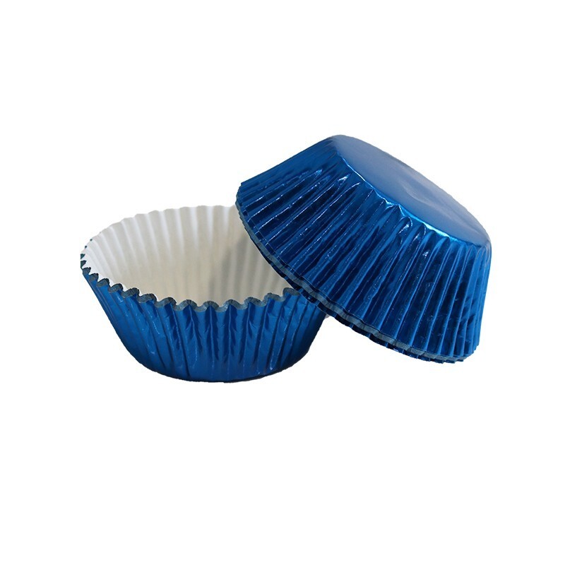 Caissette cupcake bleu métallisé (x30)