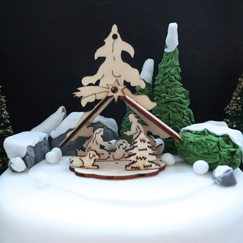 Kit crèche de Noël en bois - decor patisserie
