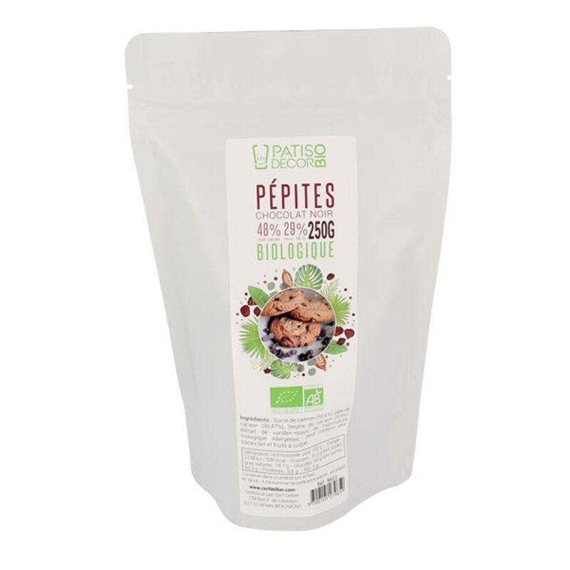 Pépites de chocolat noir Bio 250 g 60% Patisdécor