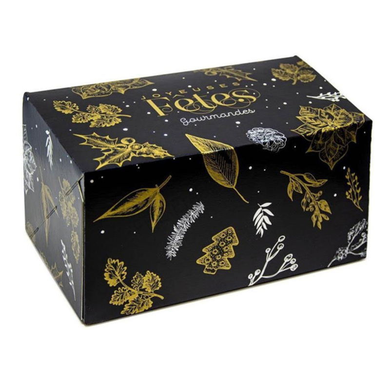 Boîte à Bûche nuit étoilée Noir/Or Pas cher - Emballage Patisserie Noël et  Reveillon