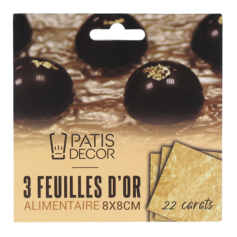 10 feuilles d'or 35 mm X 35 mm comestible alimentaire
