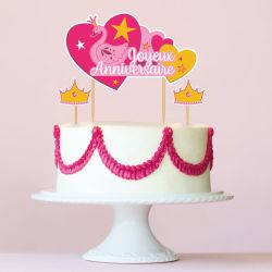 Cake topper anniversaire rond à personnaliser