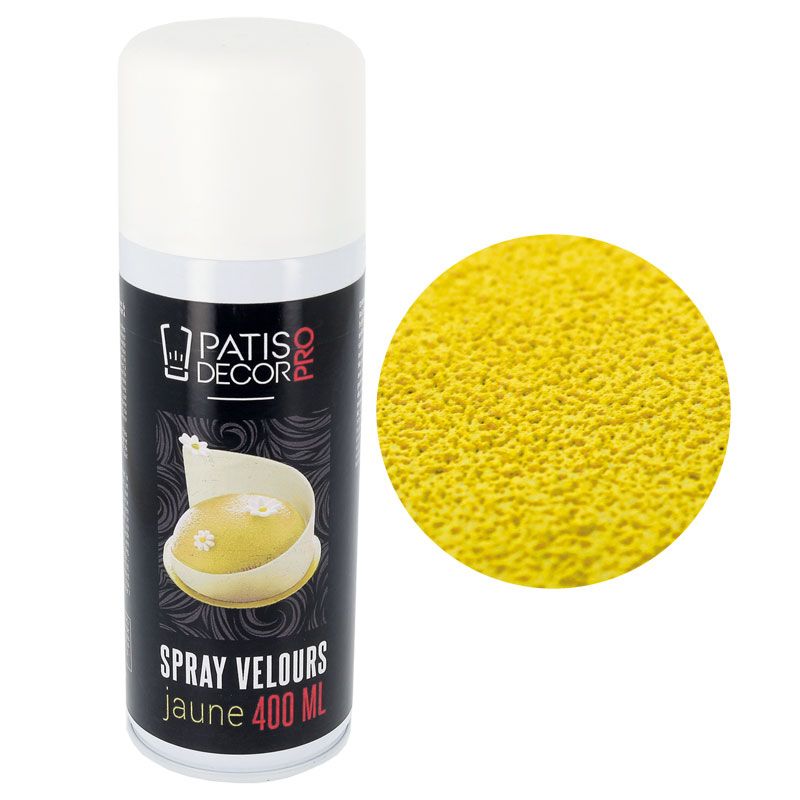 Spray effet velours jaune pour vos entremets