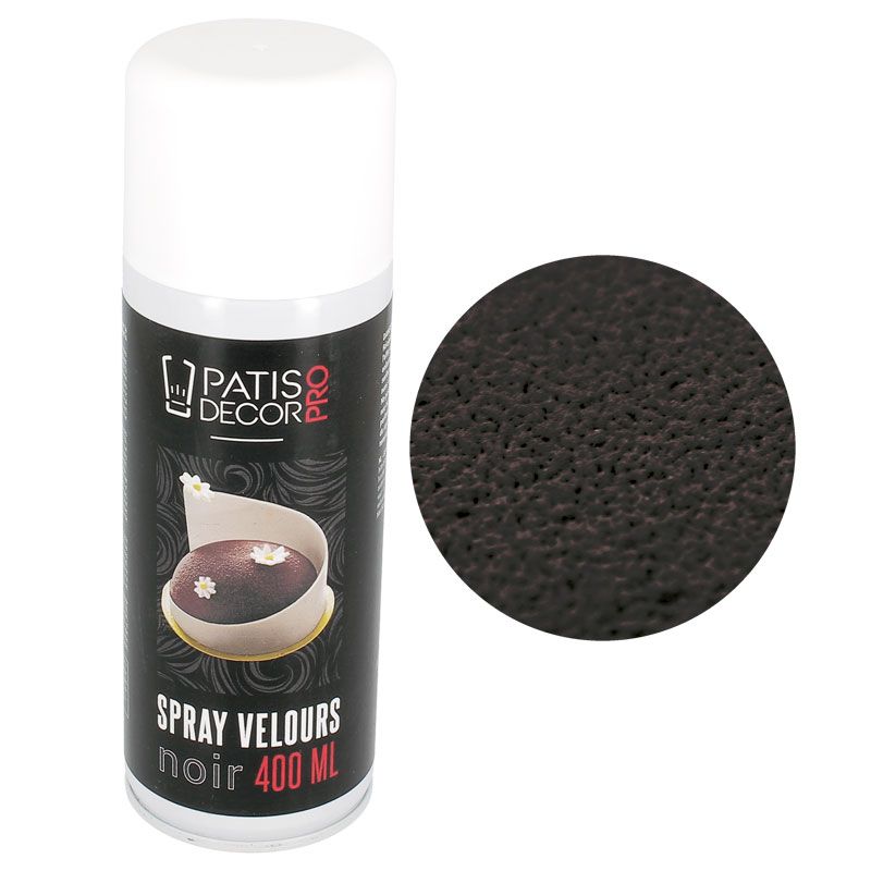 Spray velours noir pro colorant alimentaire pâtisserie gâteaux entremets  250ml - Velly Spray - MaSpatule