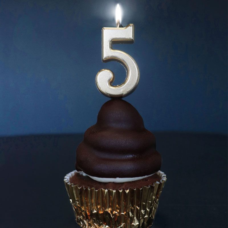 Bougie d'anniversaire ballon - Bougie numéro - Bougie pour gâteau  d'anniversaire originale (5, bougie dorée)