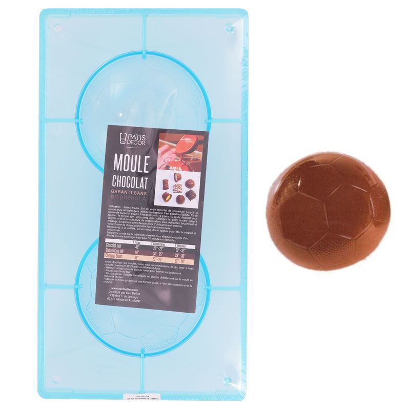 Moule à chocolat polycarbonate ballon de foot 12 cm