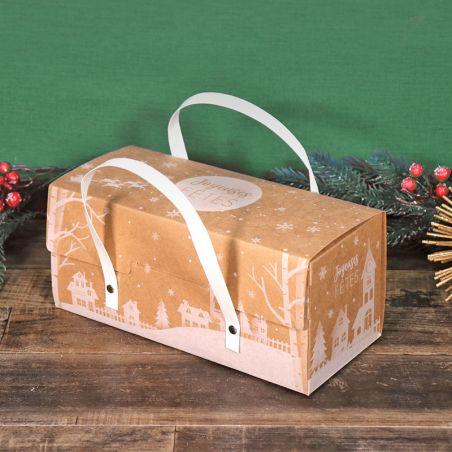 4 boîtes en carton pour bûche de Noël 35 x 13 cm - La Poste
