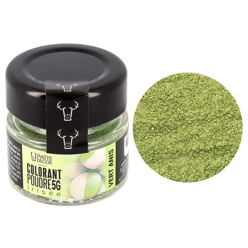 Colorant alimentaire poudre irisé vert anis 5 g - Patisdécor