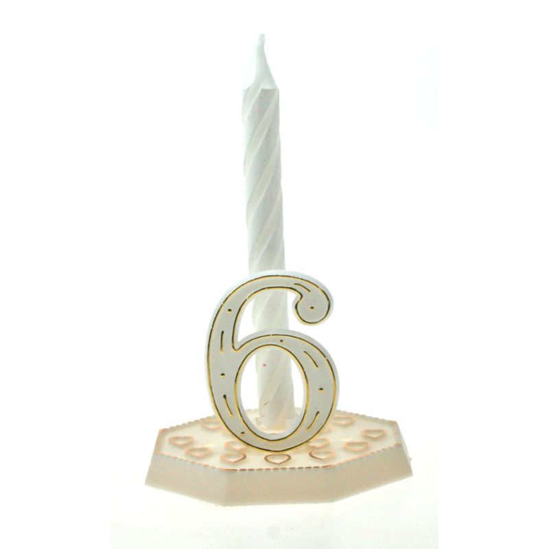 Chiffre anniversaire blanc „3 » sur tige L. 27 cm 10  p.-346533