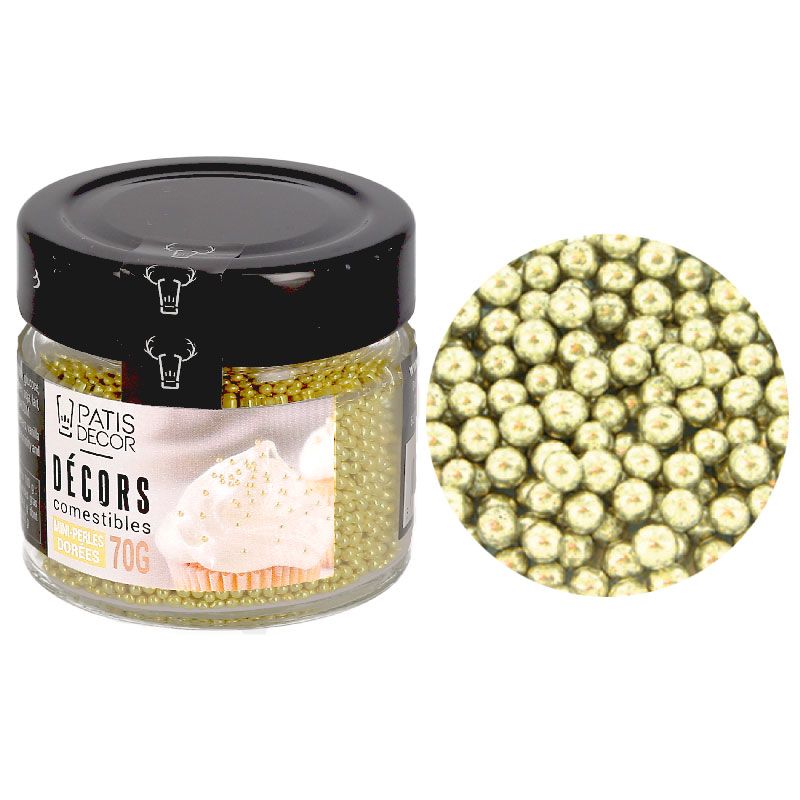 Perles de sucre dorées 300 g - Patisdécor Pro