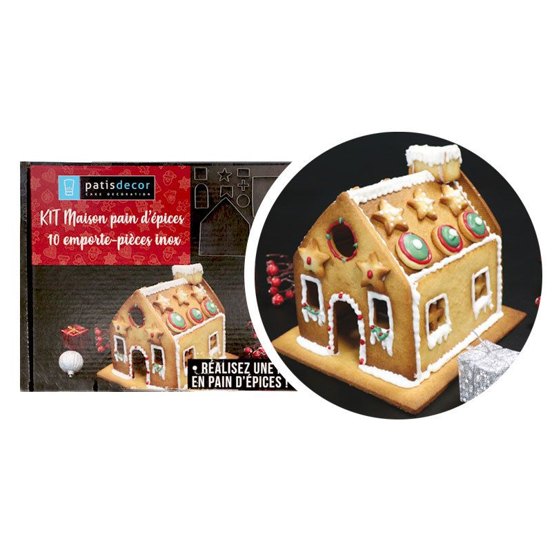 Kit maison pain d´épices de Noël : ingrédients et ustensiles pour réaliser  une maison de pain d´épices 13 x 15 x 20 cm - Patisdecor