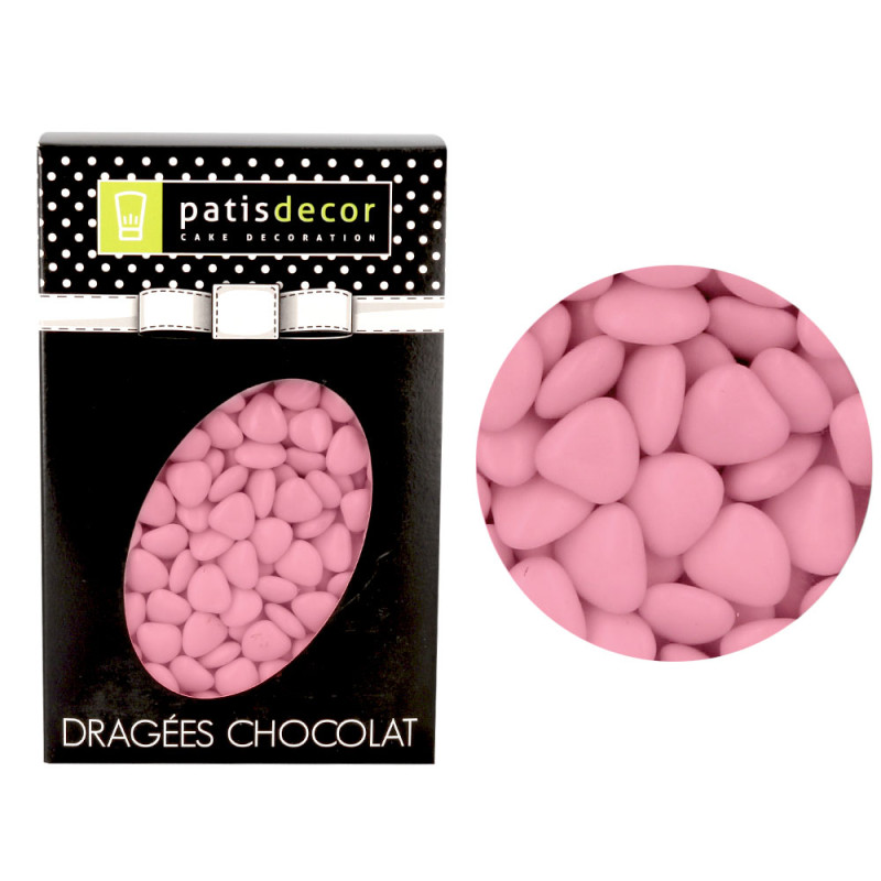 Dragées mini-coeurs chocolat roses 500 g