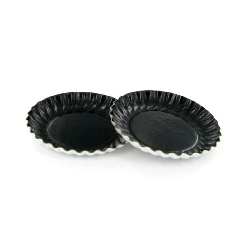 Mini assiette ronde noir brillant (x50) - supports gâteaux