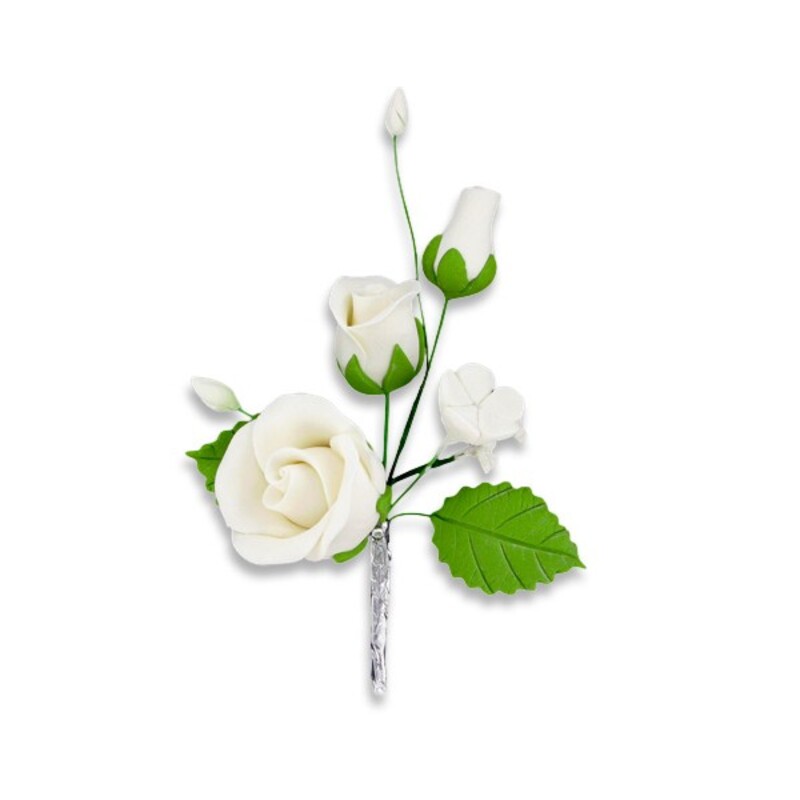 Bouquet De Roses Blanc En Pastillage Decor Gateau Pate A Sucre Cerf Dellier